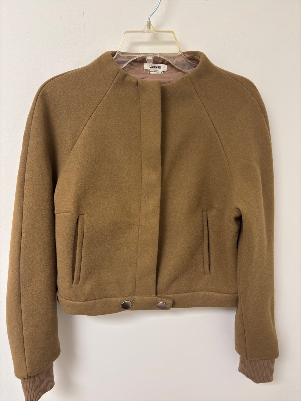 Jason Wu Camel Cropped Bomber Jacket